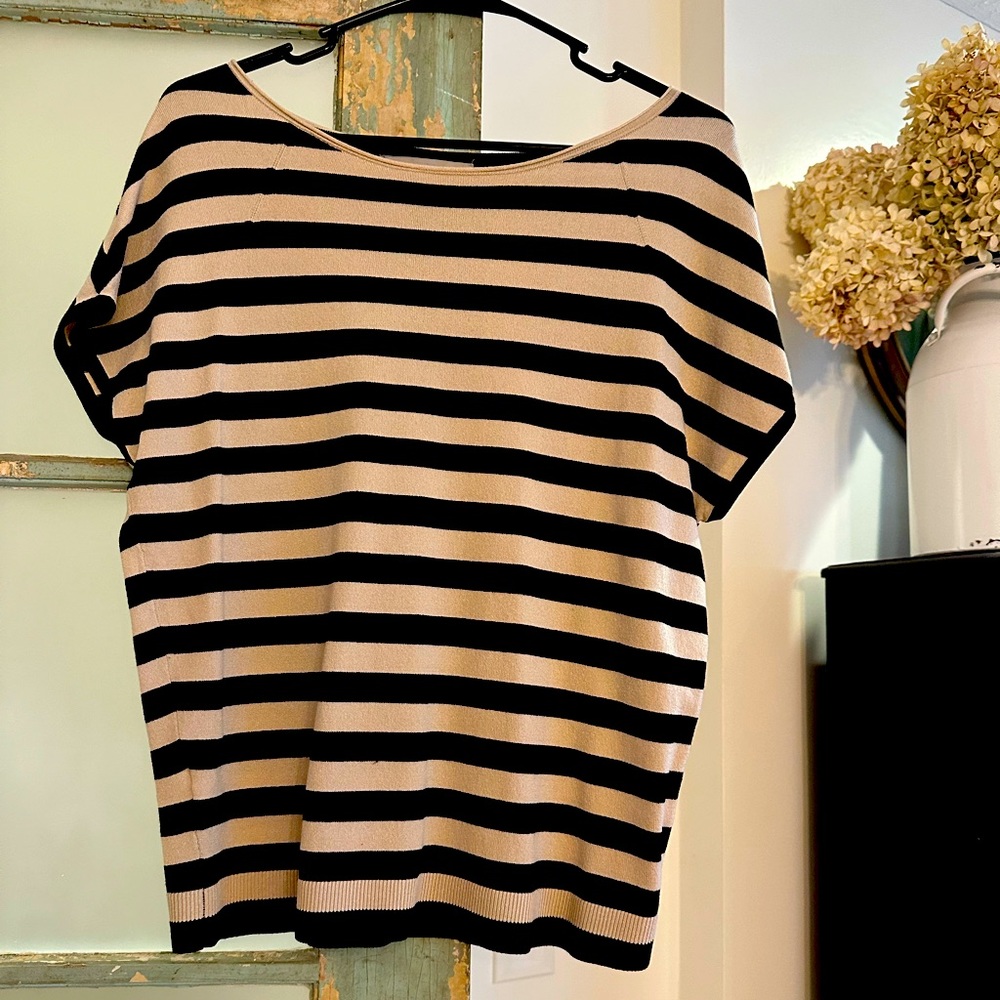 Classy back and tan striped top